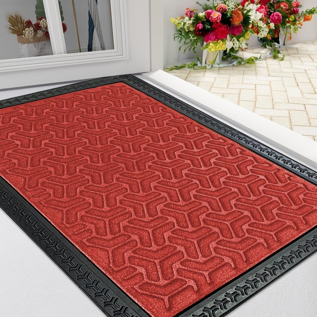 Rode Deurmat Entree Mat van Natuurlijk Rubber - 60 x 40 cm