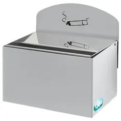 PROREGAL Robuster Wandascher mit Schild | 0,8 Liter, HxBxT 20x20x12,5cm | Verzinkter Stahl | Silber | Ascher Aschenbecher