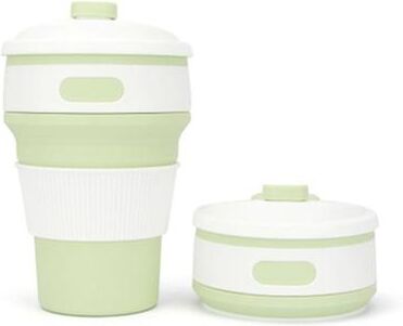 Snug & Styled FlexSip Portable Silicone Coffee Cup 350ml Foldable Travel Mug For Camping, Hiking & Daily Commutes green