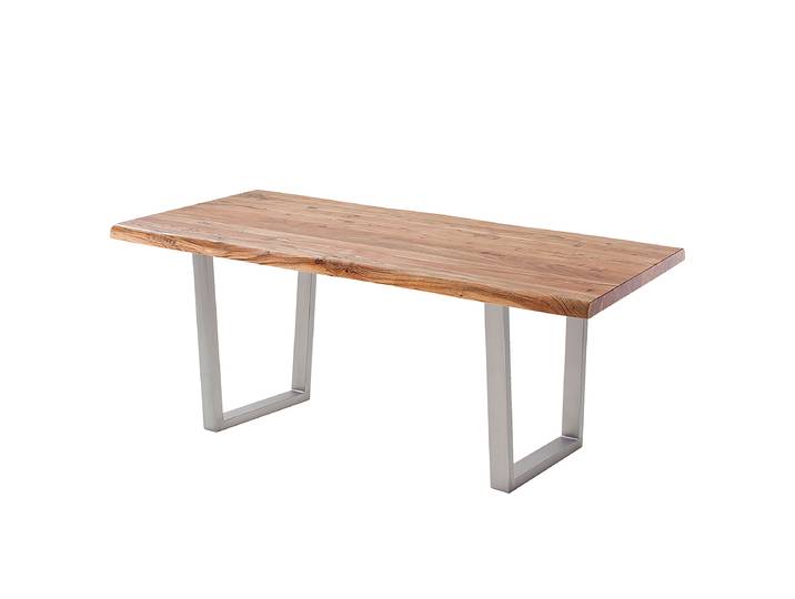 home24 Houten bureau met boomrand 160cm bruin/bruin acaciahout trapezevormig zilver