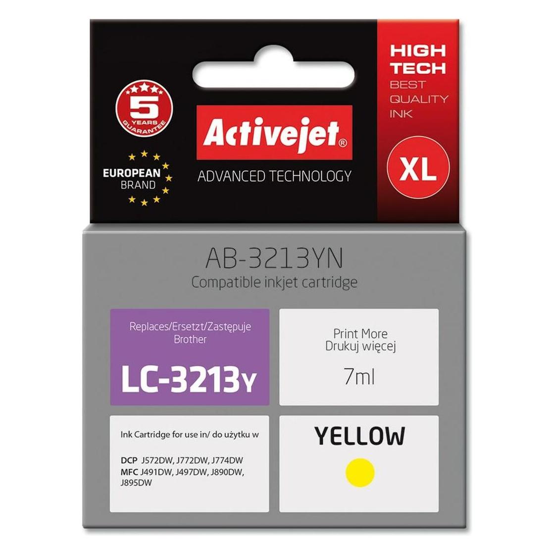 Activejet AB-3213YN Druckertinte für Brother Brother LC3213Y Ersatz Supreme 7 ml gelb (BK) (AB-3213YN)