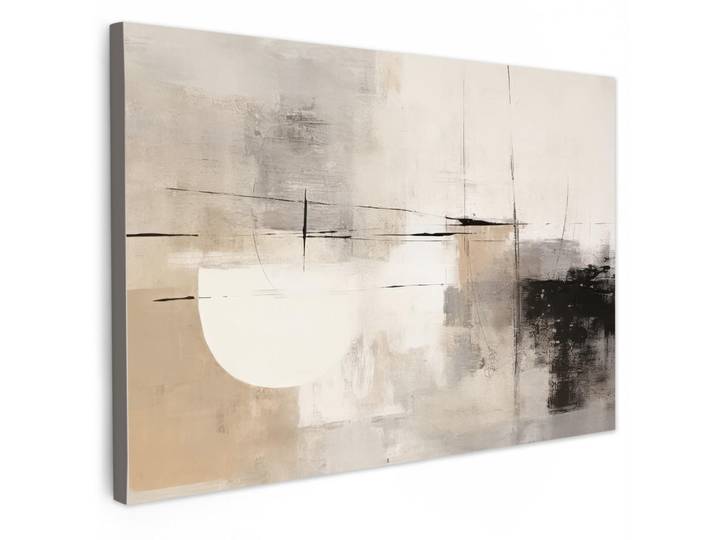 MuchoWow Leinwandbild - Abstrakt - Kunst - Grau - 120x80 - Kunstdruck, Hellgrau, Textil, Kiefer, Rechteckig, 120x80 cm, gerahmt, Bilder & Rahmen, Bilder, Wandbilder