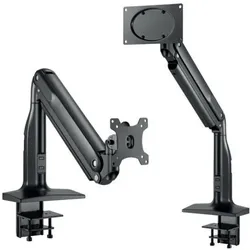 Hagor Gasliftarm Single fuer 1x 43-109cm 1x Monitor 17-43" schwenkbar neigbar drehbar VESA 200x100 Traglas (Tisch, 43", 18 kg), Monitor Halterung, Schwarz