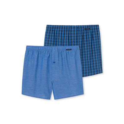 Webboxer SCHIESSER "Web-Boxershorts 2er Pack", Herren, Gr. 3XL, blau, Obermaterial: 100% Baumwolle CO., Unterhosen