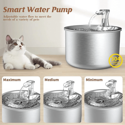 Inspire Essentials PureFlow 2L Stainless Steel Automatic Pet Water Fountain With Optional Sensor And Heater PureFlow 2L Stainless Steel Automatic Pet Water Fountain With Optional Sensor And Heater