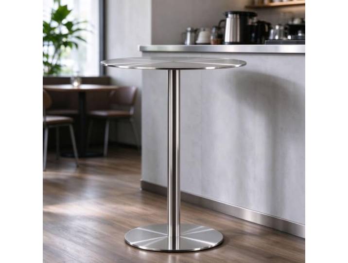 Edelstahl Bistrotisch,Runder Frühstücks-Esstisch，Kompakter Bartisch Runder Stehtisch Küche und Gastronomie,Metalltische im Wohnzimmer und im Café(A,50cm/19.6in)