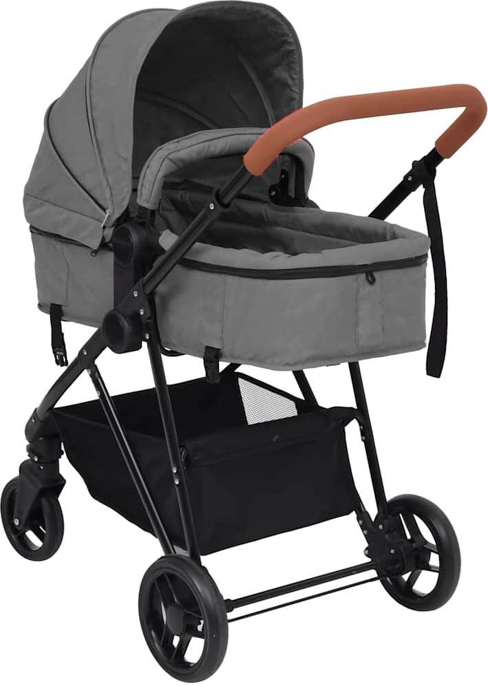 vidaXL Poussette pour bébé 2-en-1 Gris clair et noir Acier
