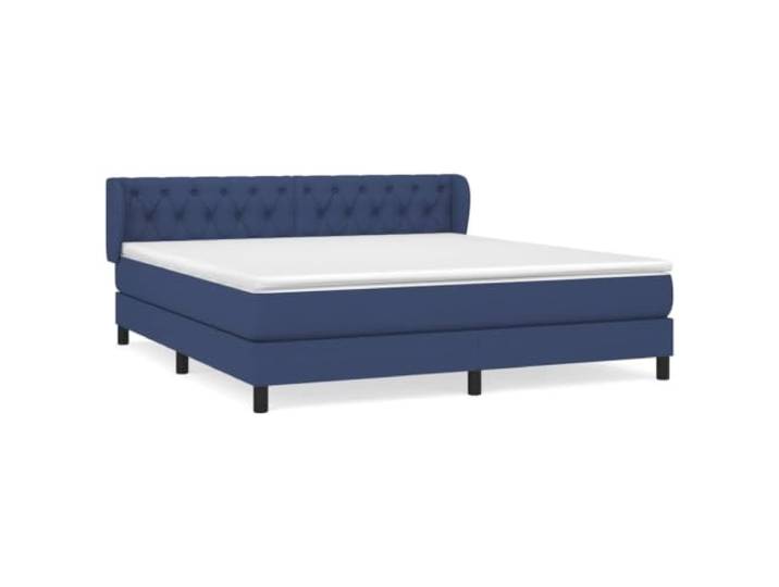 PUGYNBK Boxspringbett mit Stoffmatratze, Blau, 160 x 200 cm Verstellbares Kopfteil, Taschenfederkerne, mittlere Festigkeit, atmungsaktiver Schutz