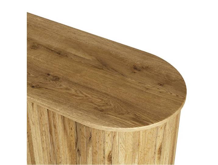 Buffet bas en MDF à grain vertical 2 portes coulissantes - LPOSPI - 2 tiroirs pieds bois - naturel