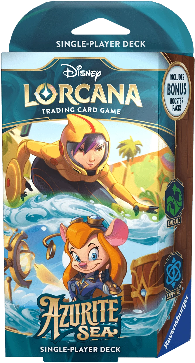 Lorcana TCG: Azurite Sea Starter Deck, 60-Card Set with 2 Foil Cards and Booster Pack, for Collectors and Disney Fans