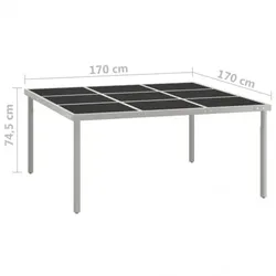 Garten-Esstisch Glas und Stahl| vidaXL : Farbe - Schwarz und Grau