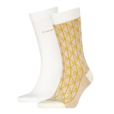 Socken CALVIN KLEIN "CK MEN SOCK EMBLEM AOP", Herren, weiß (soft gelb), Baumwollmischung, normal, Socken Socken, mit Komfort-Bund, Cotton-Mix, elastisch