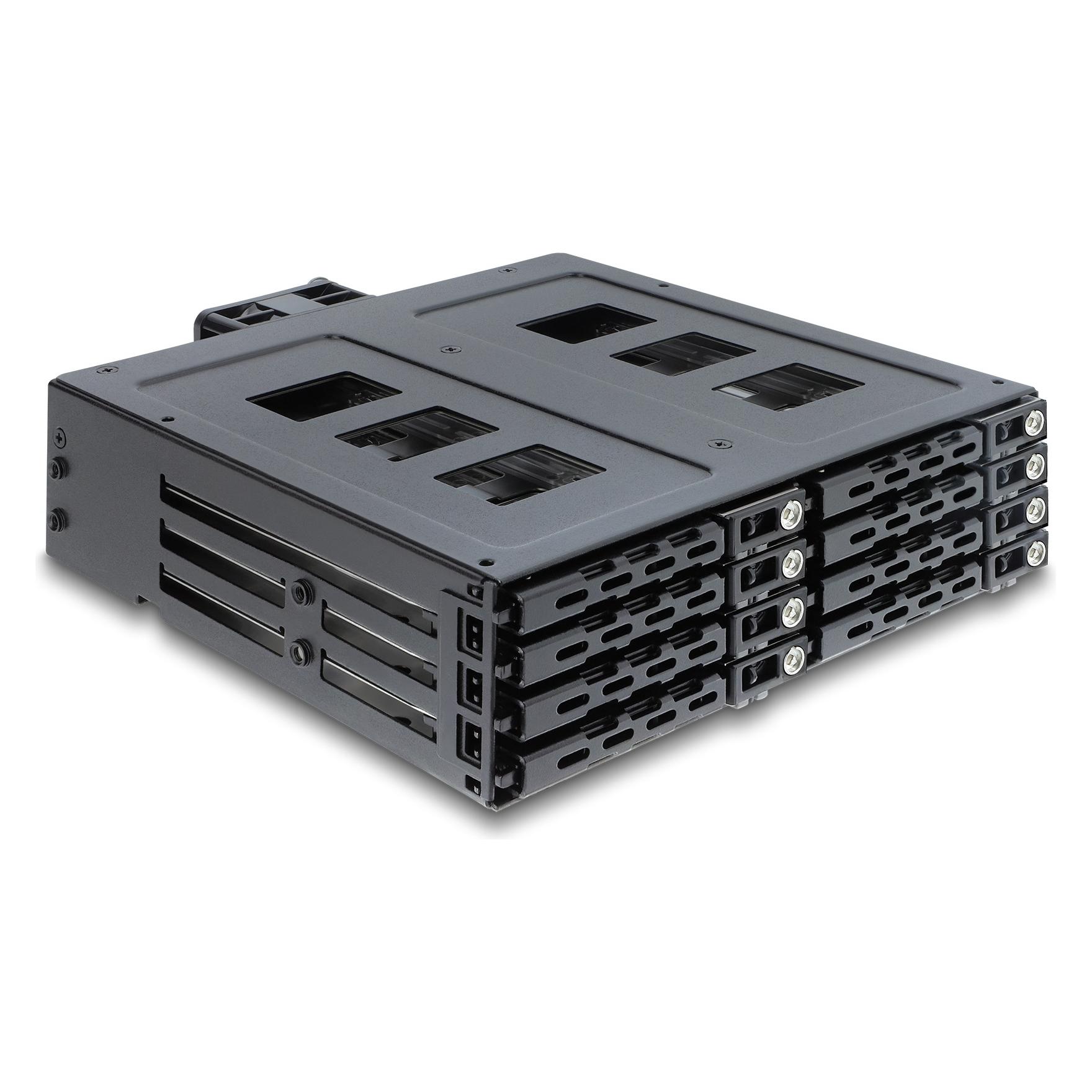 Delock 5.25? Wechselrahmen für 8 x 2.5? SATA oder SAS HDD / SSD mit Schloss (47172) (47172)