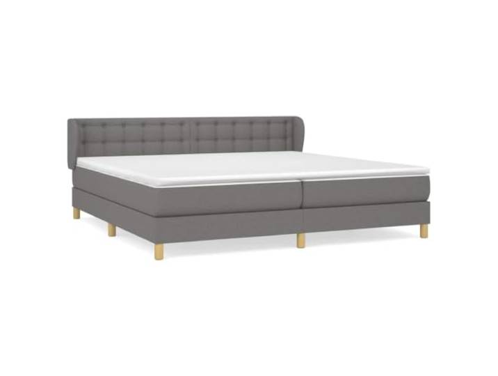 PUGYNBK Boxspringbett, 200 x 200 cm, Dunkelgrau Verstellbares Kopfteil, Taschenfederkernmatratze, mittlere Festigkeit, atmungsaktives Gewebe