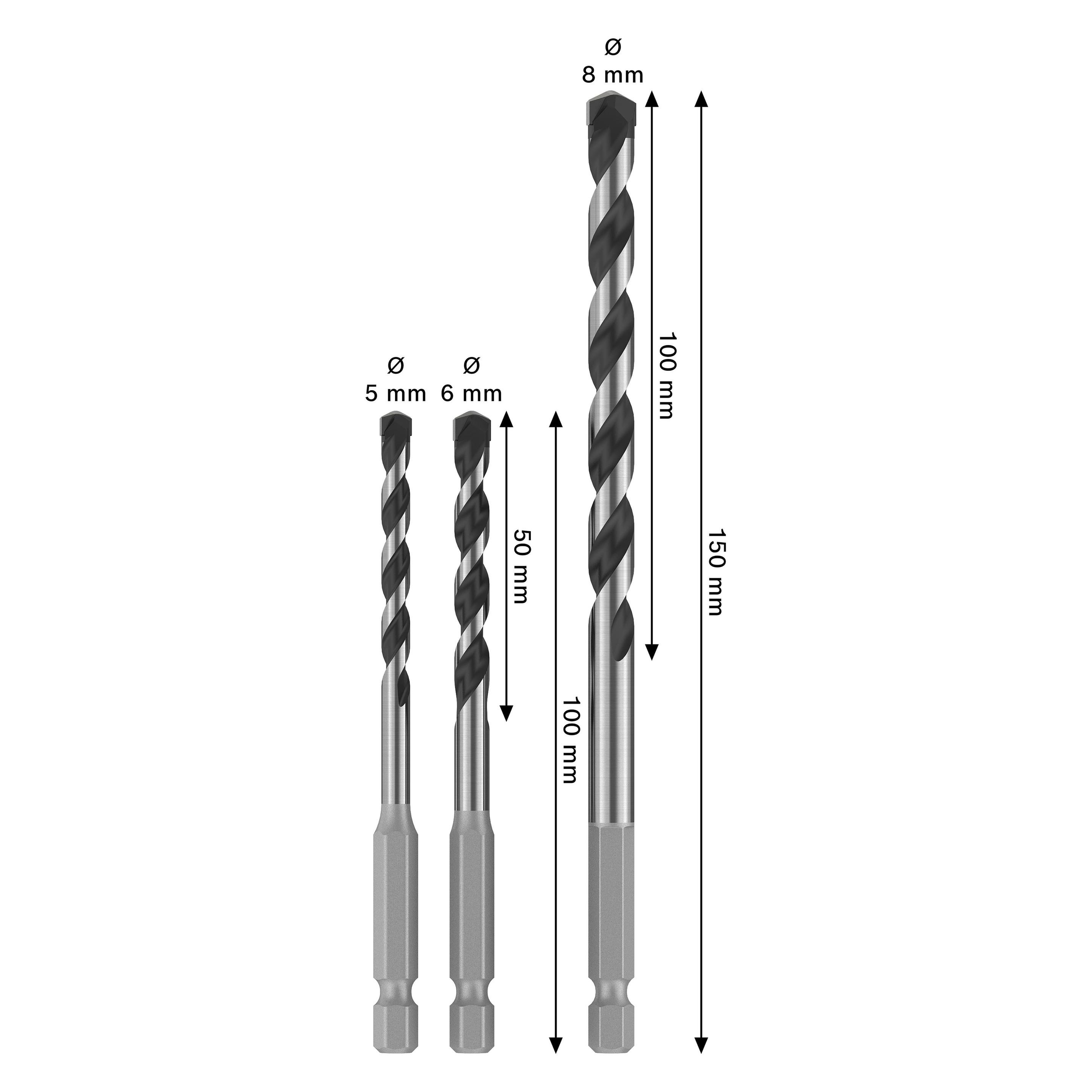 Bosch Professional Zubehör PRO HEX-5 Bohrer Set, 5/6/8 mm, 3-tlg. (5 mm, 6 mm, 8 mm) (2608707003)