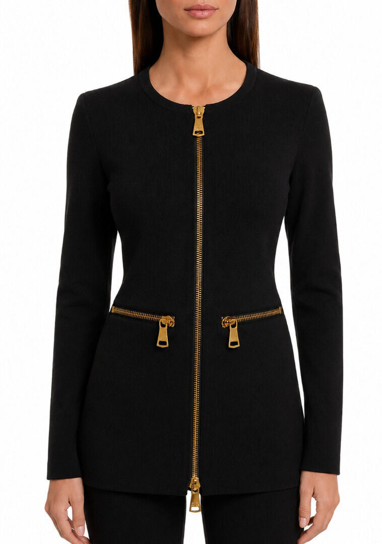 ELISABETTA FRANCHI CARDIGAN IN MAGLIA CON ZIP donna nero MK68B66E2 42
