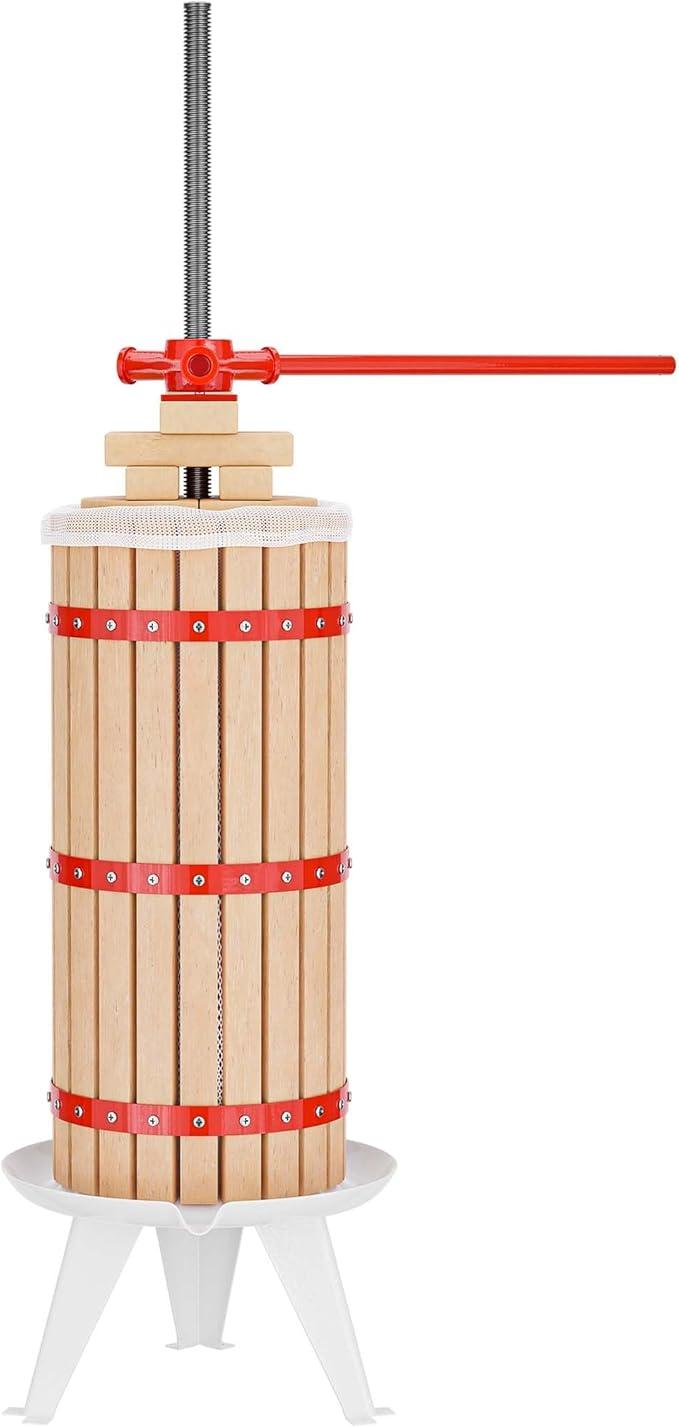 30L Obstpresse aus Buchenholz inkl. Presstuch, manuelle Weinpresse mit 285x581mm Korb, Apfelpresse Fruchtpresse für Obst Wein Maische