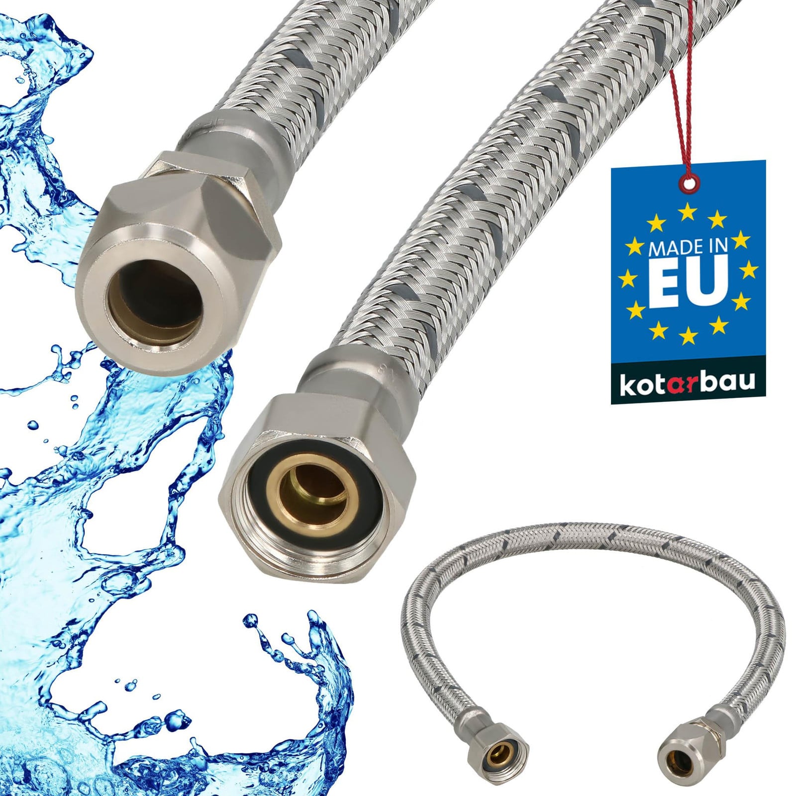 KOTARBAU Flexibele Aansluitslang 3/8"x3/8" voor Armatuur, 50 cm, Zilver, Roestvrijstaal