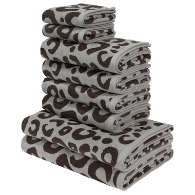 Handtuch Set OTTO HOME "Anna Leopardenmuster, 8-tlg Handtuch-Set, 100% Baumwolle", grau (anthrazit, grau), 8, Frottiervelours, Frottiervelours, Obermaterial: 100% Baumwolle, Handtuch-Sets, Duschtücher, Handtücher und Gästetücher, weich, modern,...