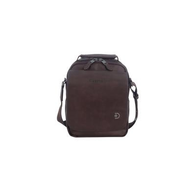 Schultertasche DISCOVERY "Heritage", Damen, Gr. B/H/T: 19cm x 24cm x 24cm, braun, Lederimitat, Taschen Schultertasche, mit metallischem Logo