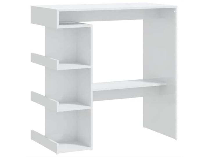 KDACVBMG Bartisch mit 3 Ablagen, Weiß, glänzend, 100 x 50 x 101,5 cm Integrierte Fußstütze, stabile Konstruktion, leicht zu reinigen, Flaschenaufbewahrung, kleine Wohnung, Essecke