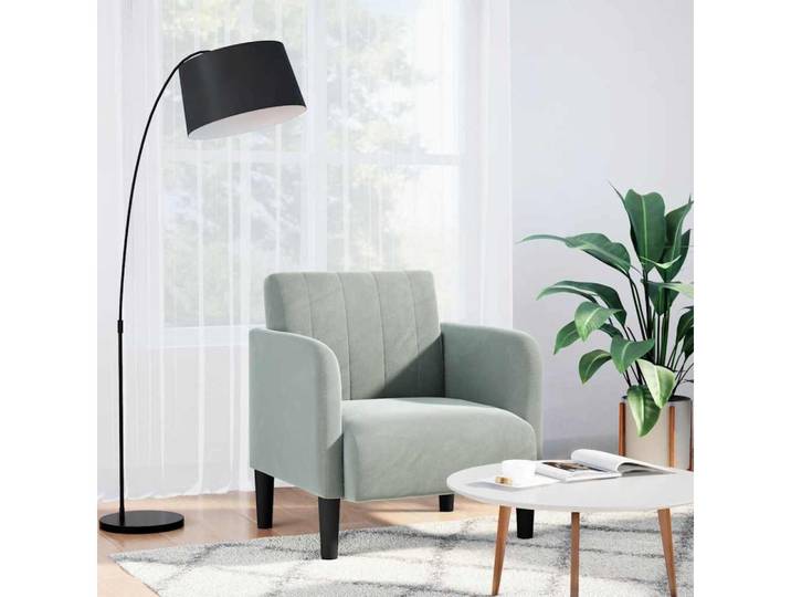 vidaXL Sessel, Sessel mit Armlehnen Hellgrau 54 cm Samt