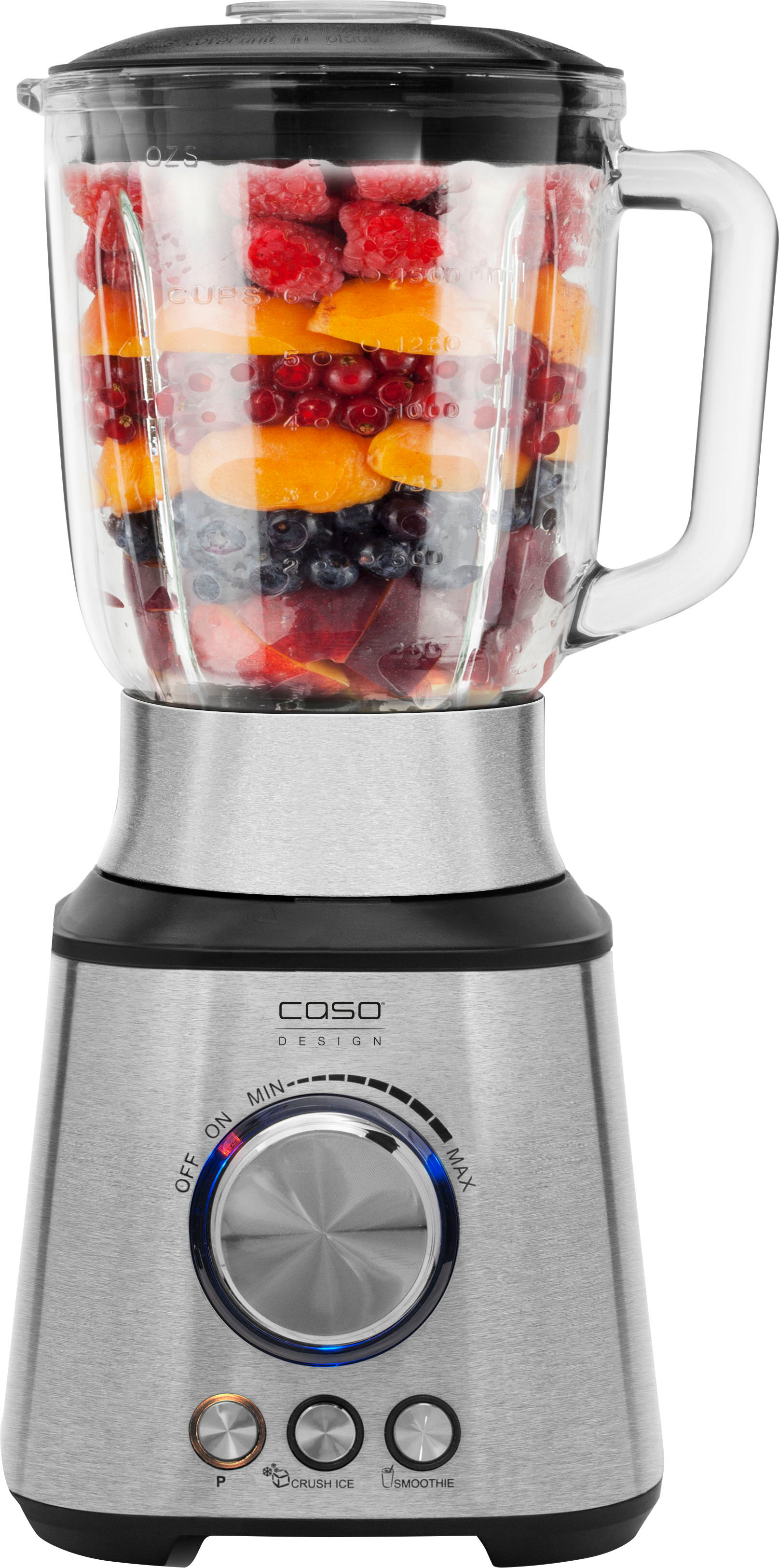 CASO Standmixer "MX1000", schwarz (edelstahlfarben, schwarz), B:20,5cm H:40cm T:22cm, Zerkleinerer, mit 4-fach Funktion, Standmixer
