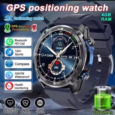 Inspire Daily Merch Rugged GPS Smartwatch With Offline Maps, Storage & Waterproof Sports Tracking blue