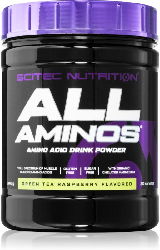 Scitec Nutrition All Aminos complément alimentaire favorisant les performances sportives saveur Green Tee - Raspberry 340 g