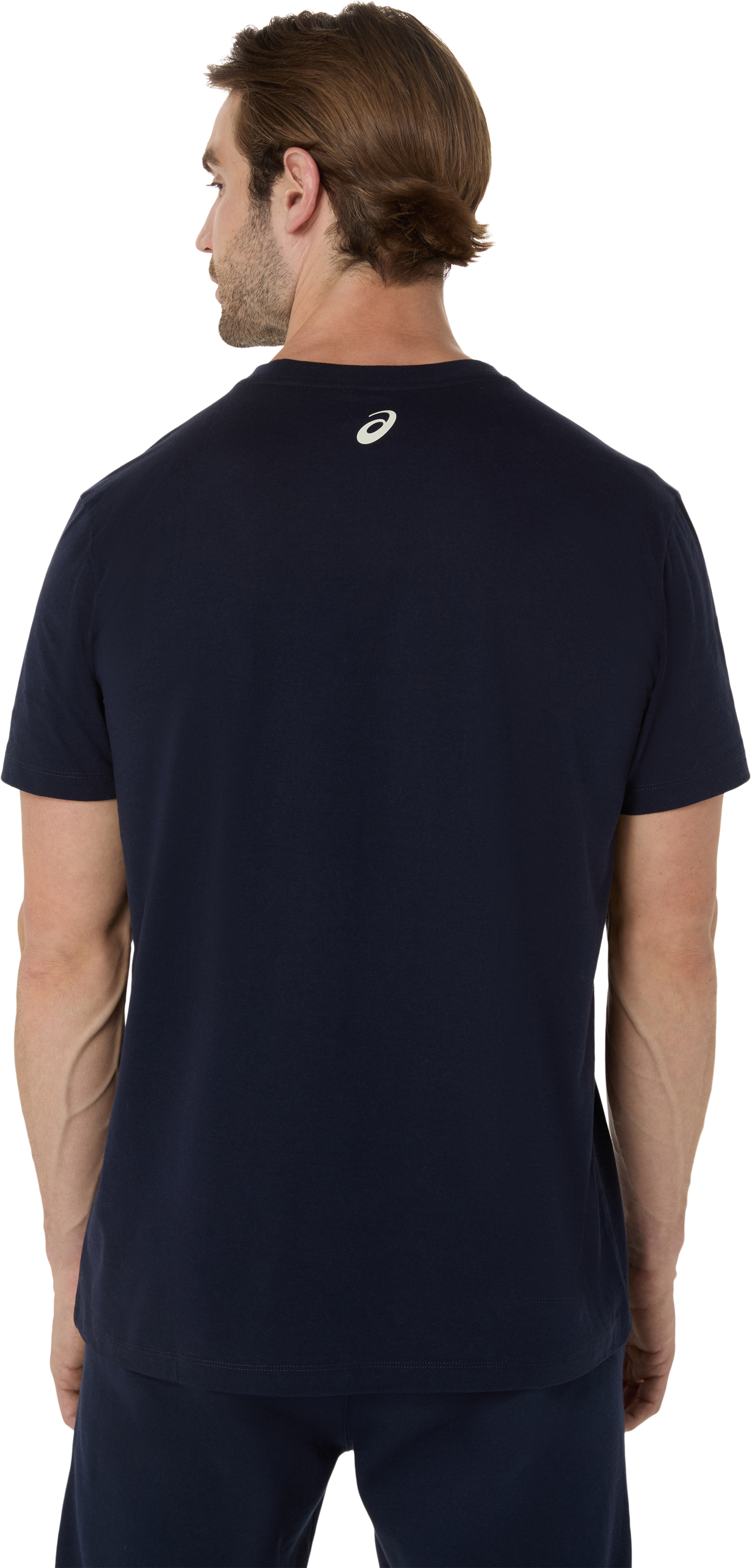 Laufshirt ASICS "ASICS LOGO SS TEE", Herren, Gr. XXL, blau (midnight, birch), Obermaterial: 60% Baumwolle, 40% Polyester, Shirts Laufshirt midnight, birch XXL