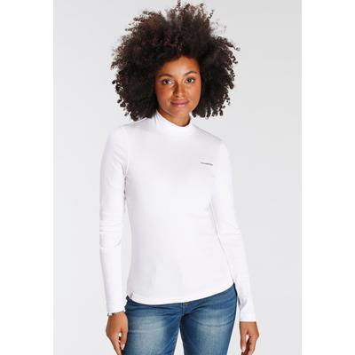 Longsleeve KANGAROOS, Damen, Gr. 44/46, weiß, Rippware, Obermaterial: 100% Baumwolle, kontrastfarbene Details, unifarben, Basic, sehr figurbetont hüftbedeckend, Shirts, Langarm, sehr figurbetont, unifarben, Stehkragen