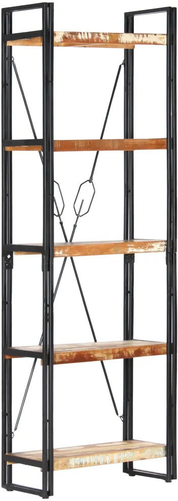 Rio Hollowell 180 cm H x 60 cm W Steel and Iron Etagere Bookcase Reclaimed Wood