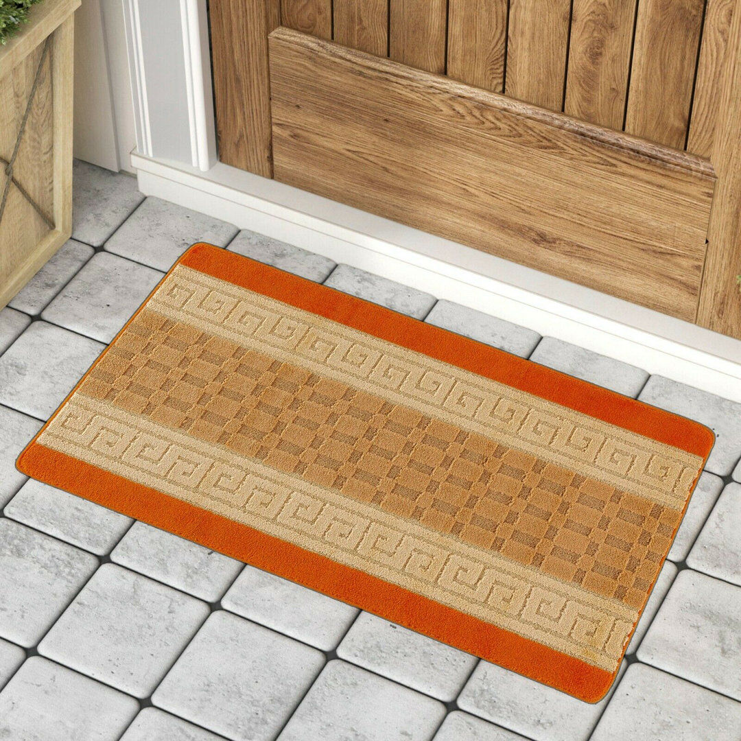 Fairmont Park Mariam Non-Slip Striped Indoor Doormat Orange Rectangle 150 x 120cm