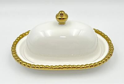 Jiallo "8"" Bead Butter Dish with cover"