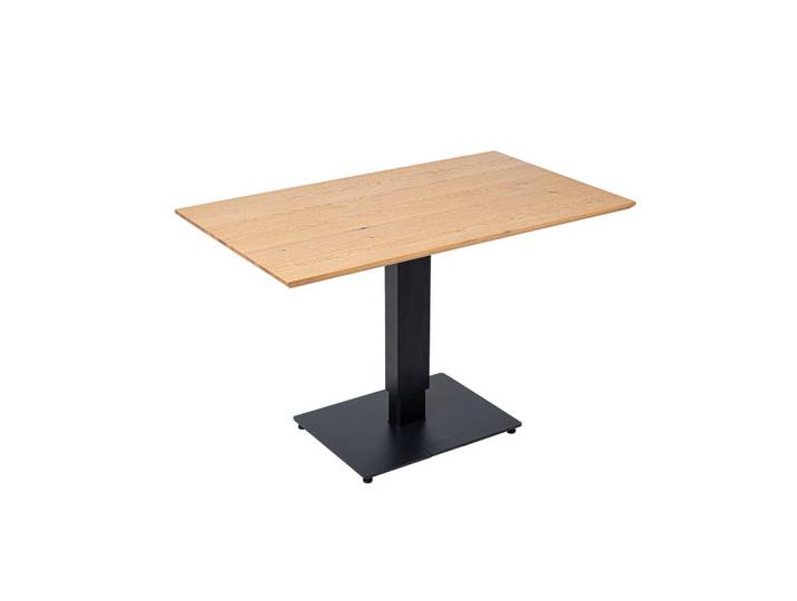Valdera Esstisch, Eiche, Holz, Metall, Eiche, furniert, rechteckig, eckig, Bodenplatte, 70x75-110x120 cm, höhenverstellbar, Esszimmer, Tische, Esstische