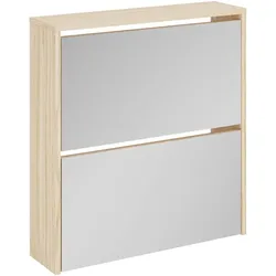 vidaXL Schuhschrank mit 2 Fächern Spiegel Eiche-Optik 63x17x67 cm