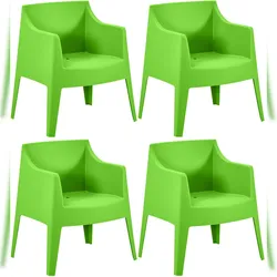 DELUKE Gartenstuhl HENRI 4er Set 73x57x78cm, Kunststoff, Grün Stapelstuhl Loungestuhl Garten Outdoor-Stuhl