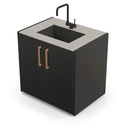 Brabura CT 90 Waschbeckenmodul - Pietra Di Luna / Anthrazit / Holzgriff