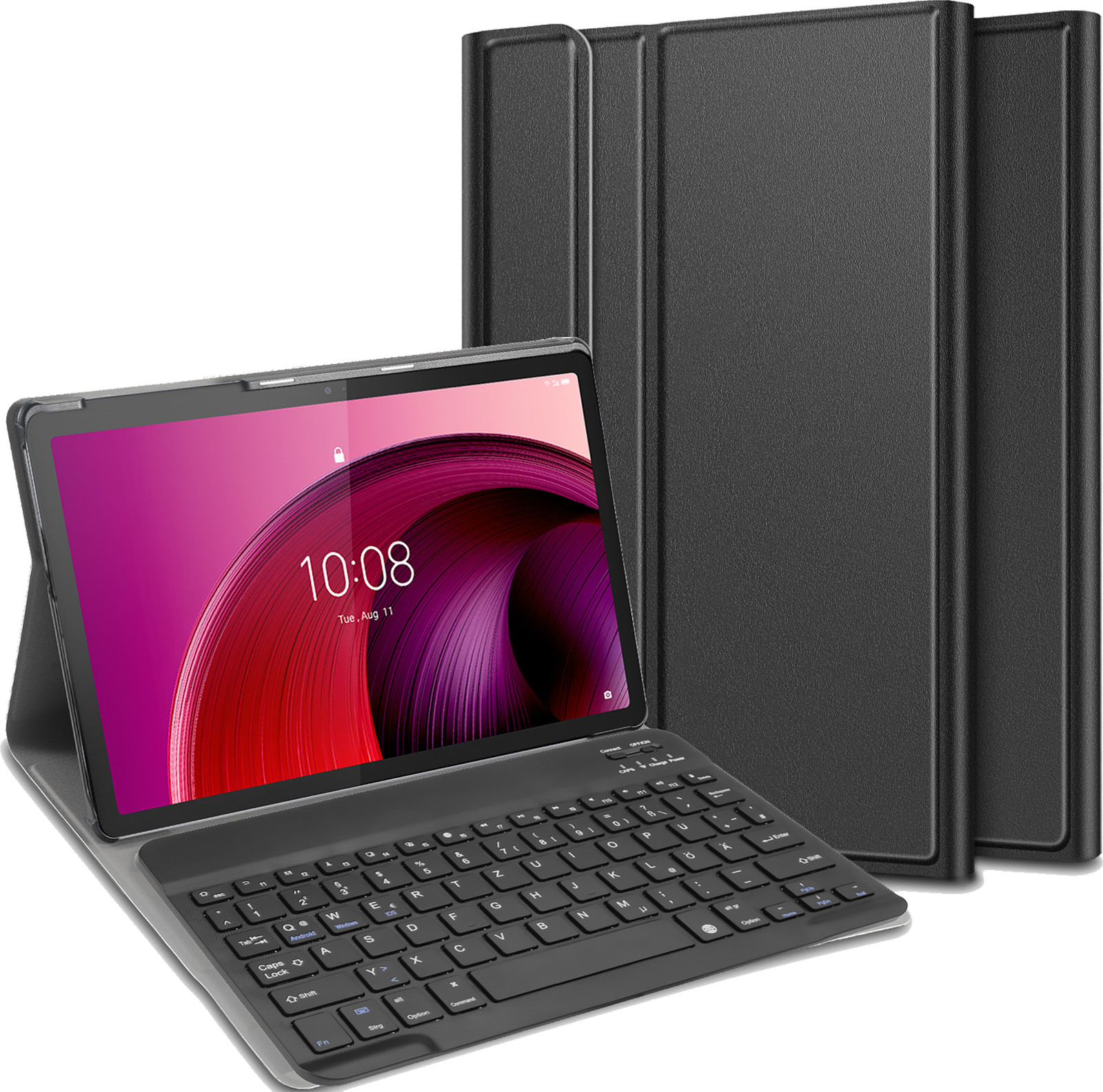 Just in case Tablet Hoes met Toetsenbord voor Lenovo Tab M10 (5G) - Bluetooth Keyboard Case - Zwart