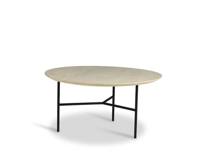 Mavis Tribeca Couchtisch Eiche seifengebeizt rustikal, schwarze Beine, Ø80