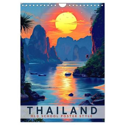 Thailand - Old School Poster Style (Wandkalender 2027 DIN A4 hoch), CALVENDO Monatskalender