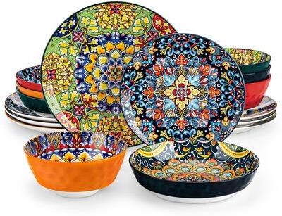 vancasso SIMI 16-piece Bohemian Porcelain Pattern Dinnerware Set