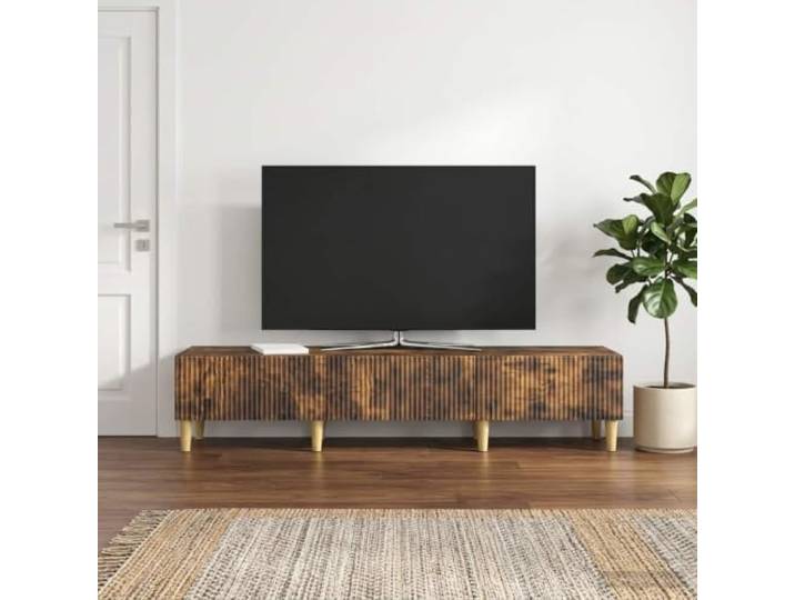 GKMBCVDFR TV-Schrank Geräucherte Eiche 147 x 34,5 x 30 cm Holzwerkstoff Stabile Holzwerkstoff-Konstruktion, verstellbare Regale, Kabeldurchführungen, pflegeleichte Oberfläche, gerauchterte Eiche