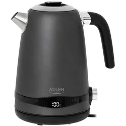 Adler AD 1295 Wasserkocher 1,7L mit LCD Display Temperaturregelung grau