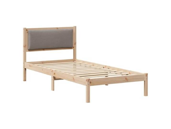 PUGYNBK Bett 100 x 200 cm Kiefer massiv Kopfteil aus Polyester, fester Lattenrost, einfache Montage, ganzjährig verwendbar