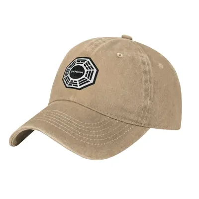 Dharma Initiative Logo Cowboy Hat, Vintage Adjustable Washed Cotton Golf Hat, Summer Sun Visor Baseball Caps For Men khaki