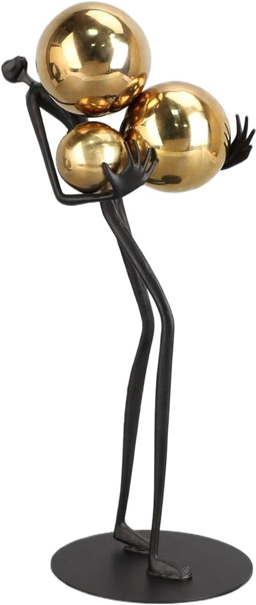 Grijs metalen sculptuur figuur voor abstracte kunstdecoratie, Hoogte: 41 cm