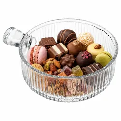 Schnack Glasschale mit Henkel Ø 15,5 cm Servierschale Snacks Pralinen Obst Dessert