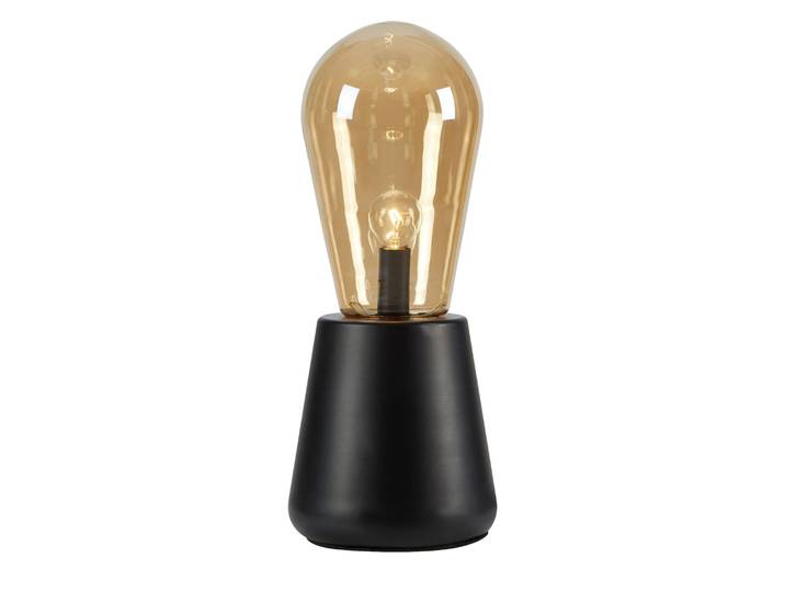 Lampe de table 1xE14 noire et ambre