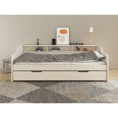 Daybett OTTO HOME "REETE1", Stauraum, Funktionsbett, Kinderbett, inklusive Schubkasten", weiß (weiß, weiß), B:110,9cm H:69,4cm L:205,1cm, Daybetten, mit Regalen, FSC zertifiziertes Massivholz (Kiefer), Landhausstil